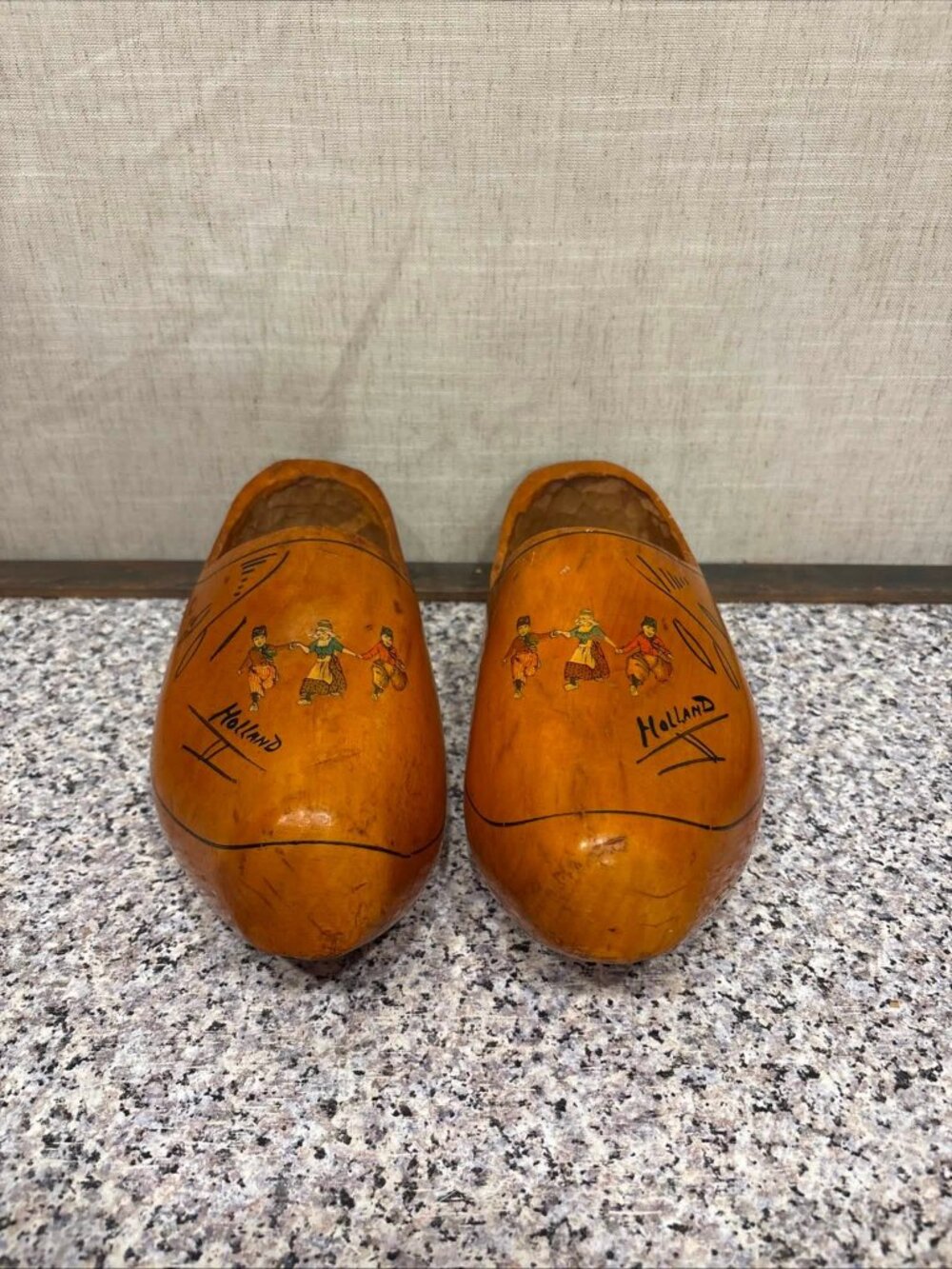 Vintage Wooden Dutch Shoes Clogs Hand Carved Holland Approximately 9 1/2 inches